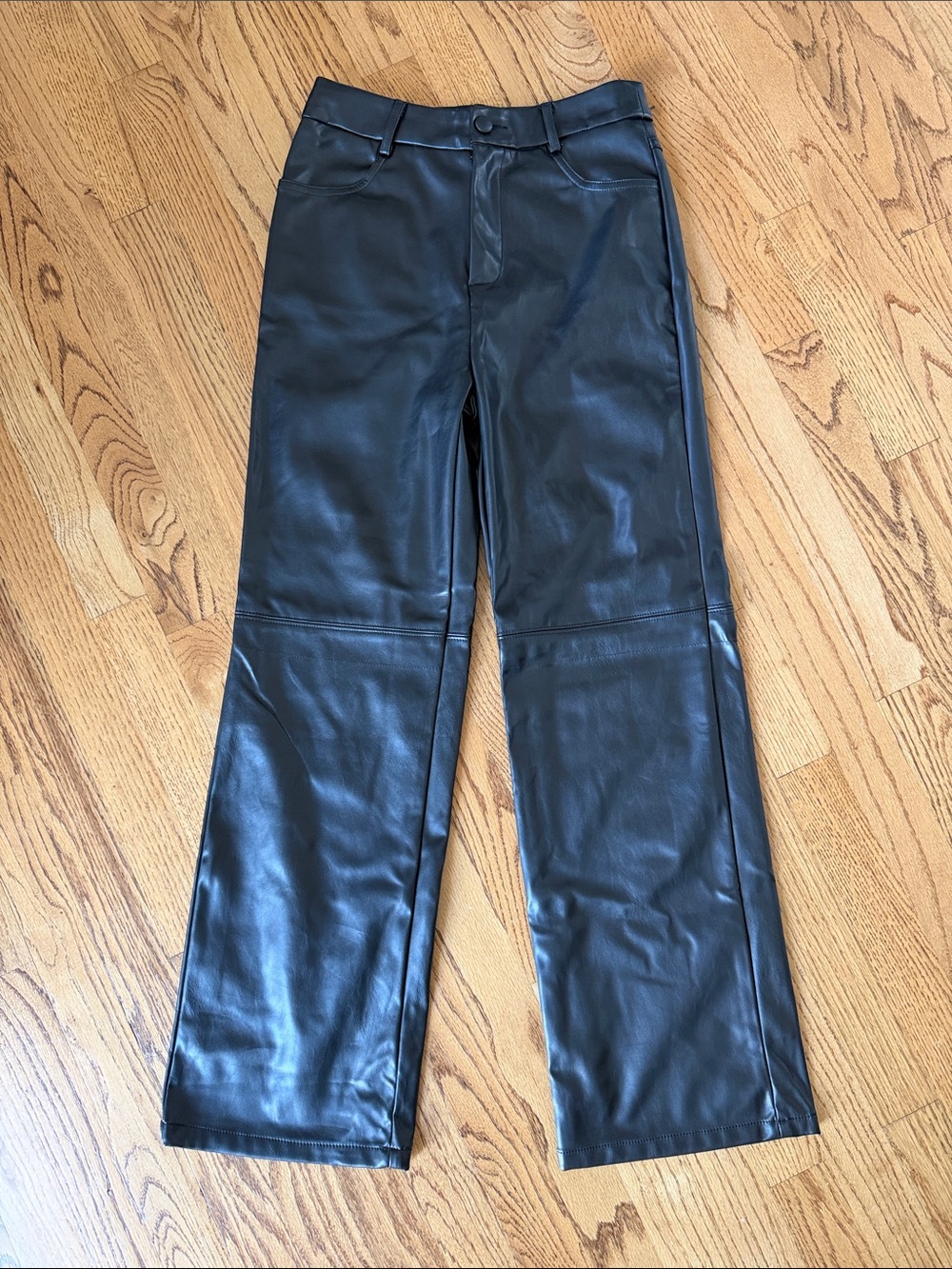 Black Faux Leather Wide Leg Pants